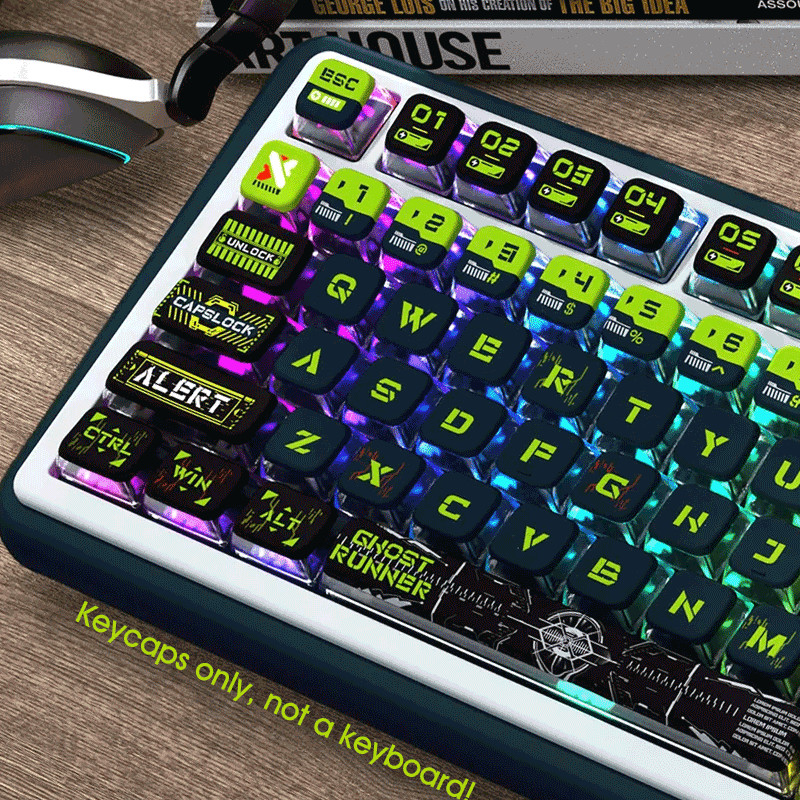 Green Ghost PBT Dyesub Keycaps Set Translucent for Cherry MX Mechanical Keyboard