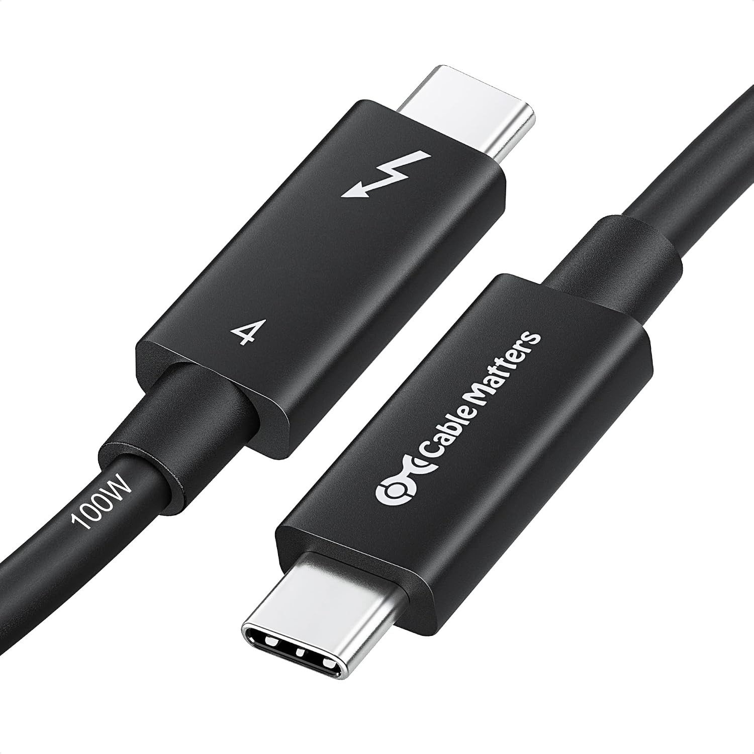 [Intel Certified] 40Gbps Active Thunderbolt 4 Cable 6.6ft Black [8K@60Hz /