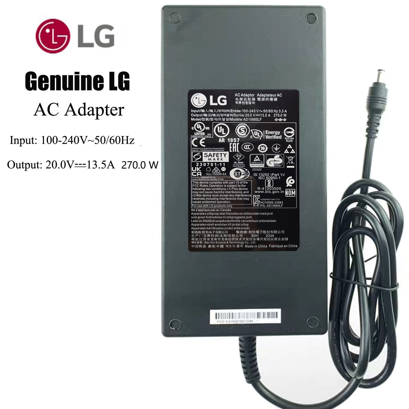Original LG 20V 13.5A 270W AD10660LF AC DC Adapter For 34GX900A 34GX90SA Monitor