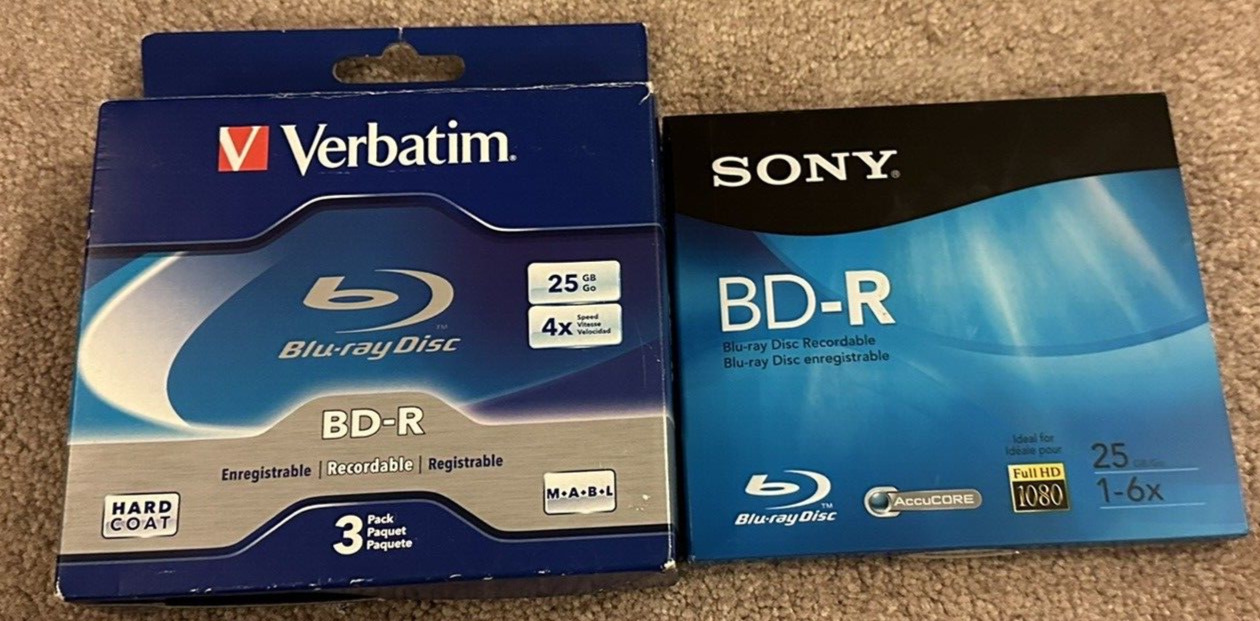 One 3 Pack VERBATIM 6X Blu-Ray BD-R DL Dual Layer 25GB **NEW** Plus 1 SONY BD-R