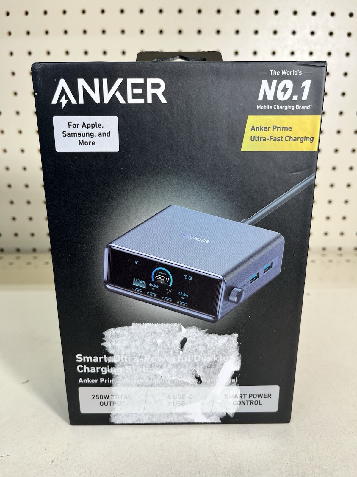 Anker Prime Charging Station, 250W 6-Port GaN USB C Charger, 2.26" LCD Smart