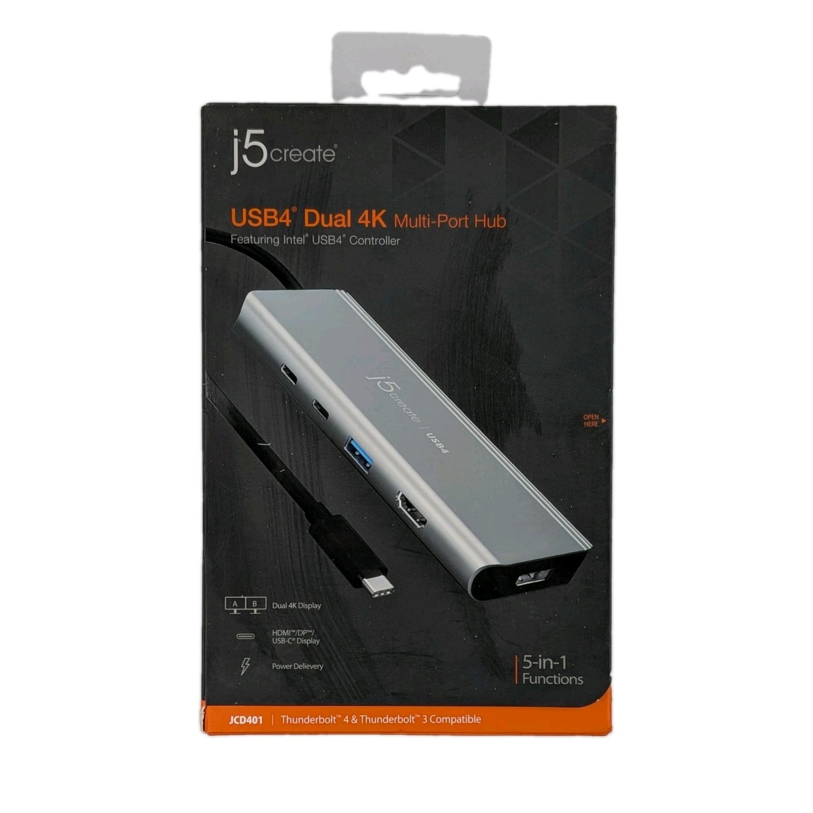 j5create USB4 Dual 4K Multi Port Hub JCD401 Space Gray Black