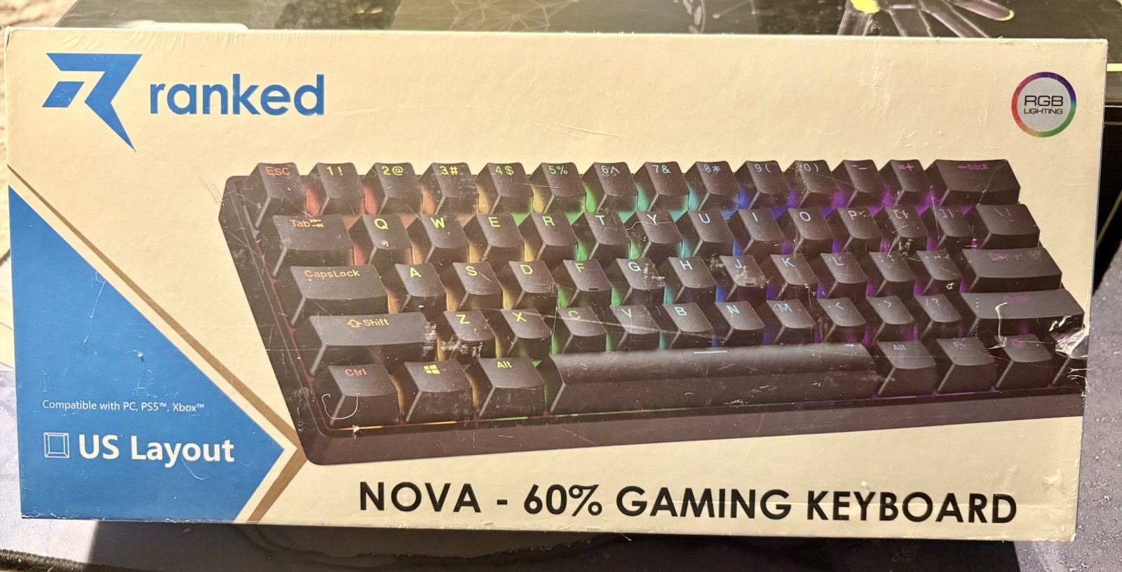 Ranked N60 Nova 60% Mechanical Gaming Multi Color Backlit Keyboard NEW