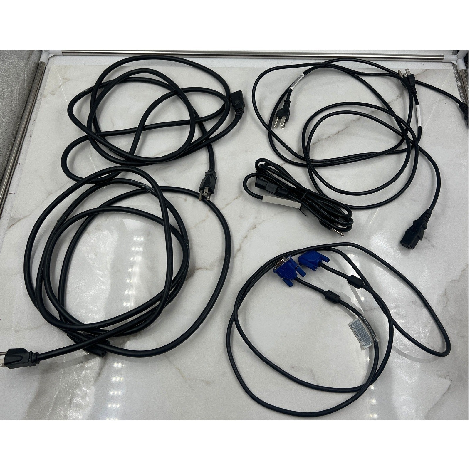 Mixed Computer Power Cords and VGA Video Cable Lot of 5 PC Monitor Cables