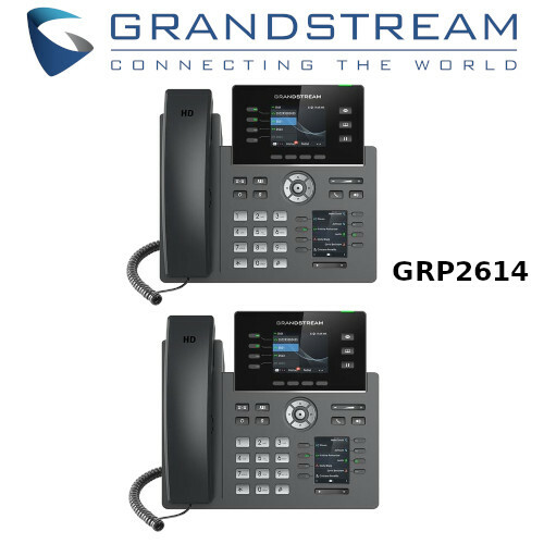 2 Grandstream GRP2614 4-Line 4 SIP Gigabit Office IP Color Phone w/ Power Supply