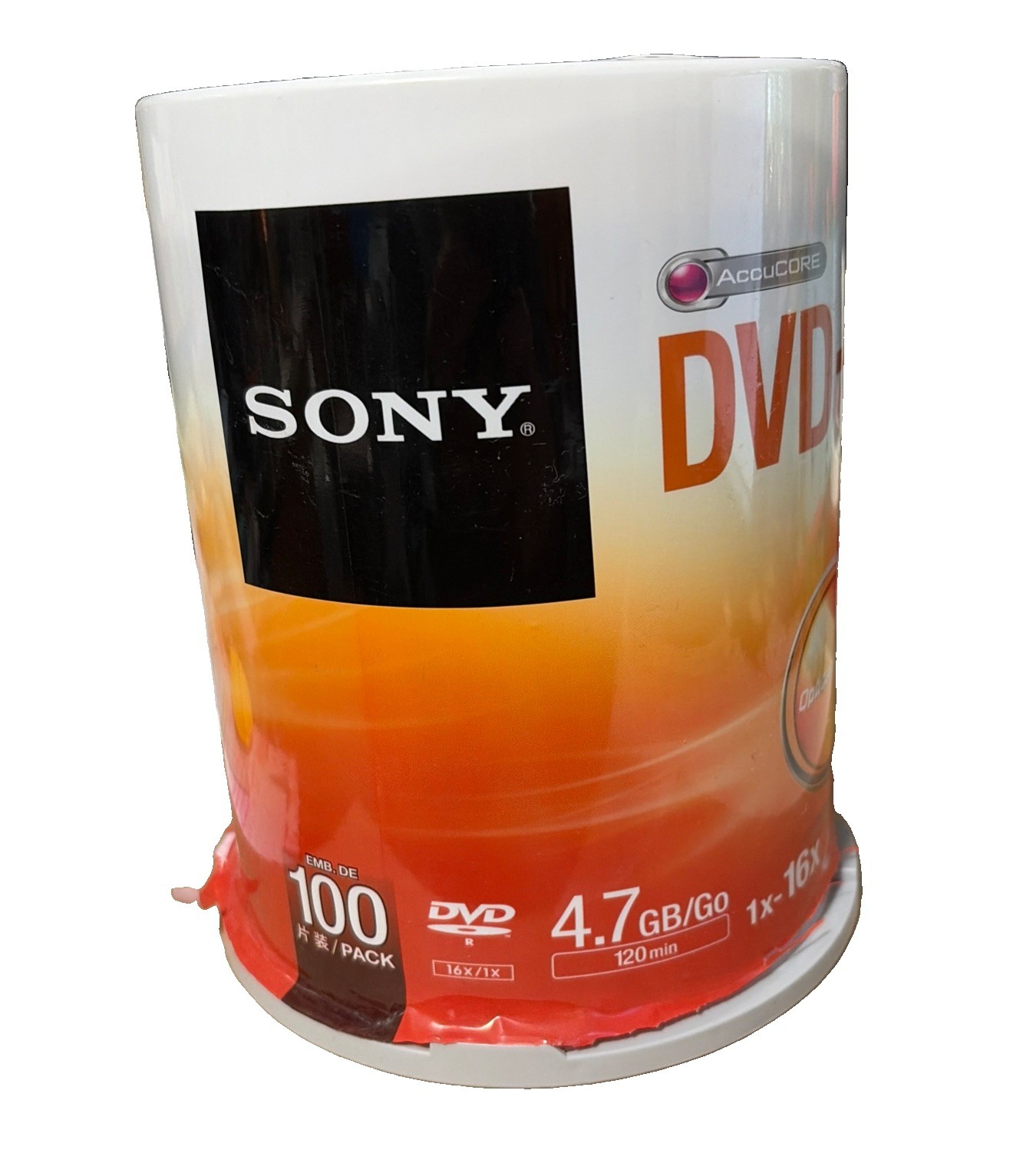Sony 100DMR47SP DVD-R 16x 4.7GB Recordable Storage 100 Pk New Open Container SEE