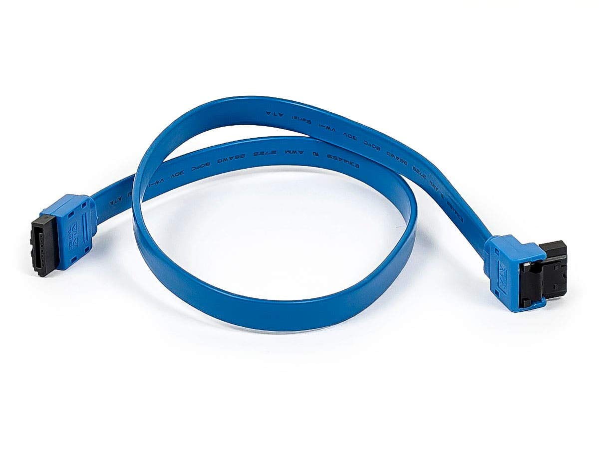 SATA III 6.0 Gbps Cable - with Locking Latch, 90-Degree Plug, 1.5 Feet, Blue