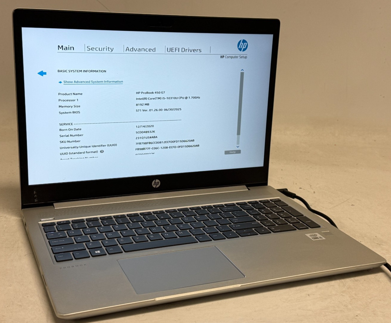HP ProBook 450 G7 15.6" (i5-10310u 1.70GHz - 8GB RAM - 256GB SSD - Win11Home)