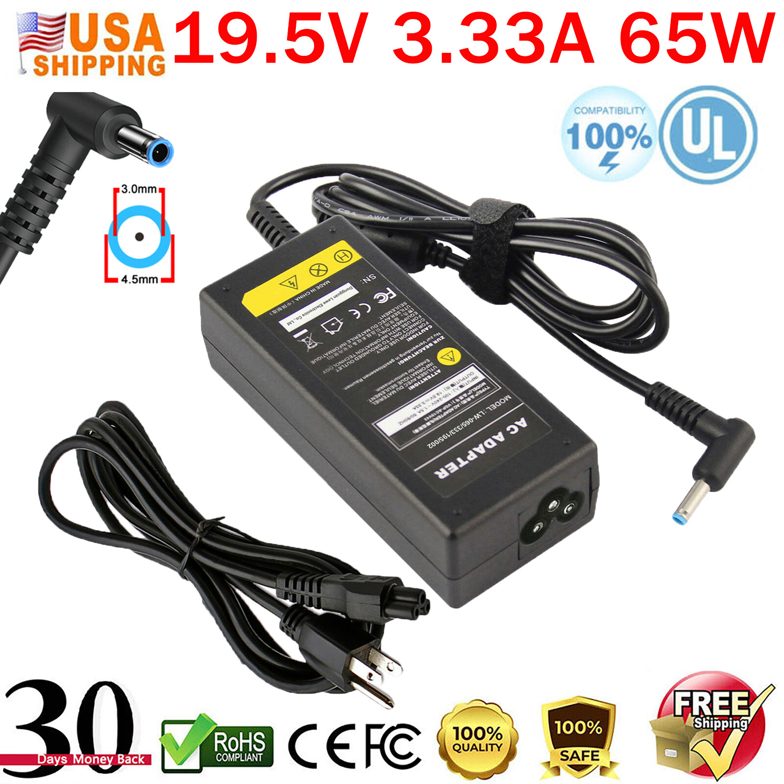 New 19.5V 3.33A 65W AC Adapter Charger For HP 17 Pavilion Series Laptop Notebook