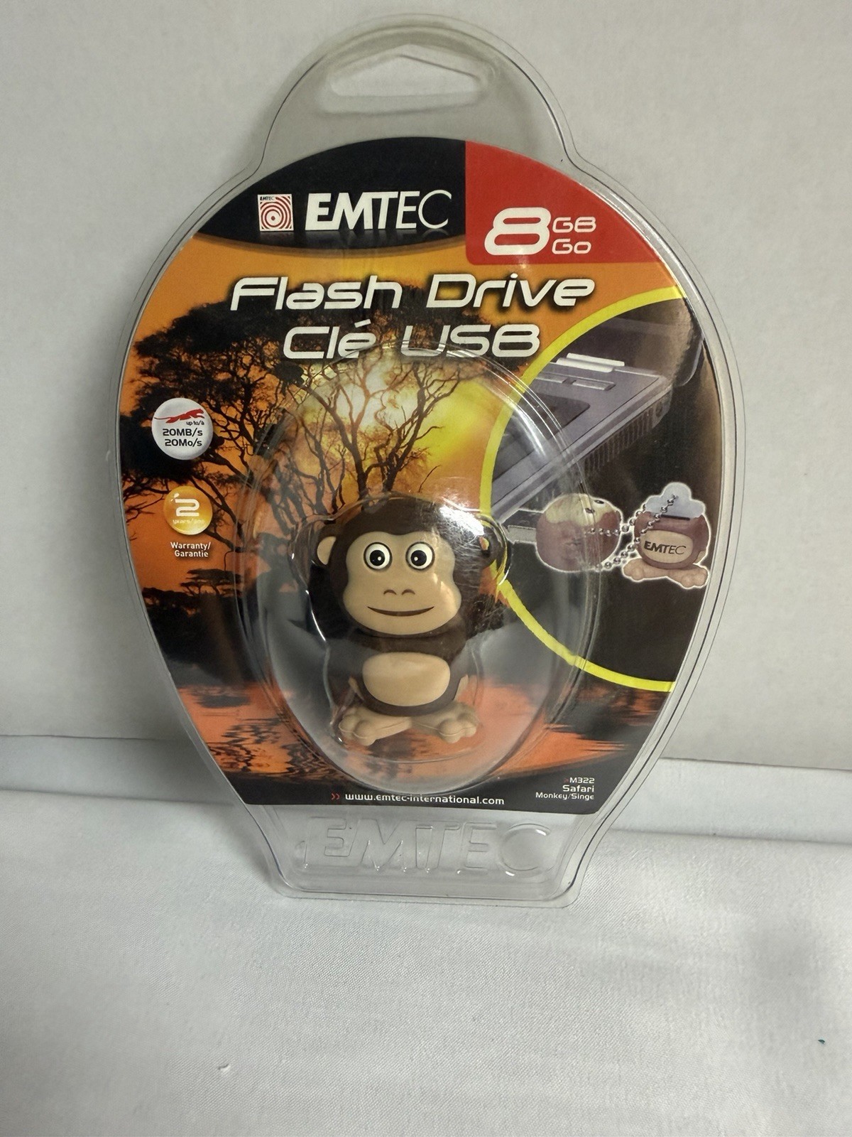 EMTEC 8 GB USB 2.0 FLASH DRIVE M322 SAFARI MONKEY Collectible