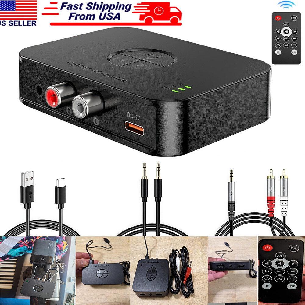 Bluetooth 5.4 Receiver Transmitter Wireless 3.5mm AUX to RCA Audio USB Adapter