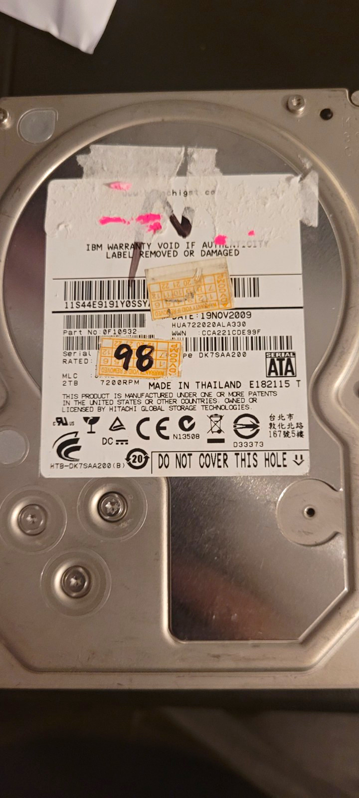 IBM Deskstar Hitachi HUA722020ALA330 2TB 3.5" SATA HDD 7200RPM 32MB