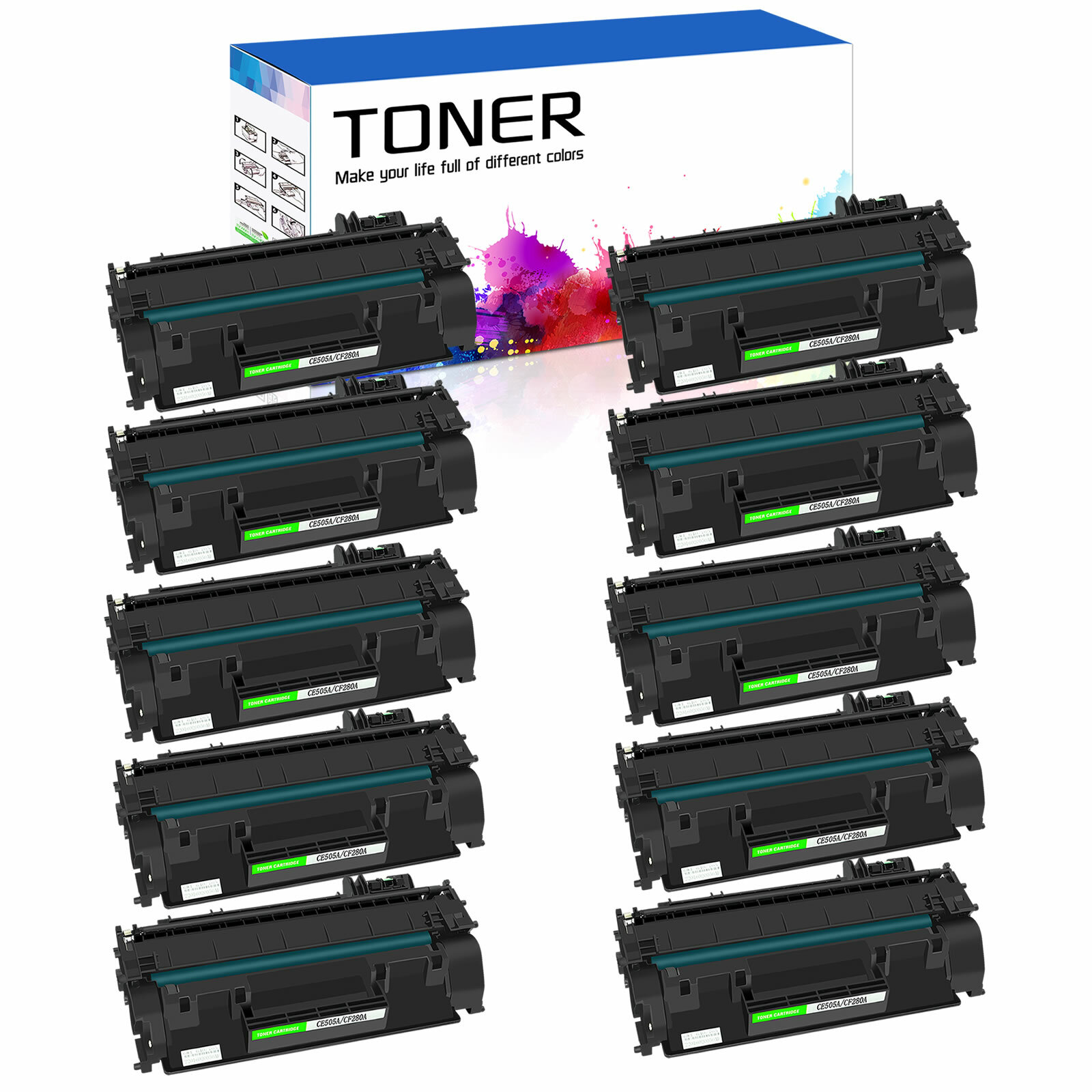 10PK Black CE505A 05A Toner Fit for HP LaserJet P2035 P2035n P2055dn INK
