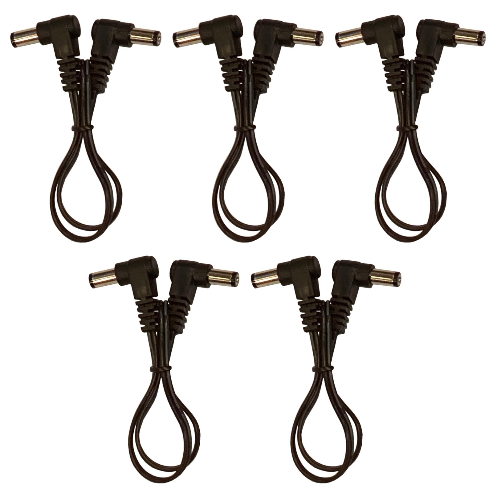 1 FT Right Angle DC Power 5.5x2.1mm Flat Patch Cable Male to Male 5 Pack