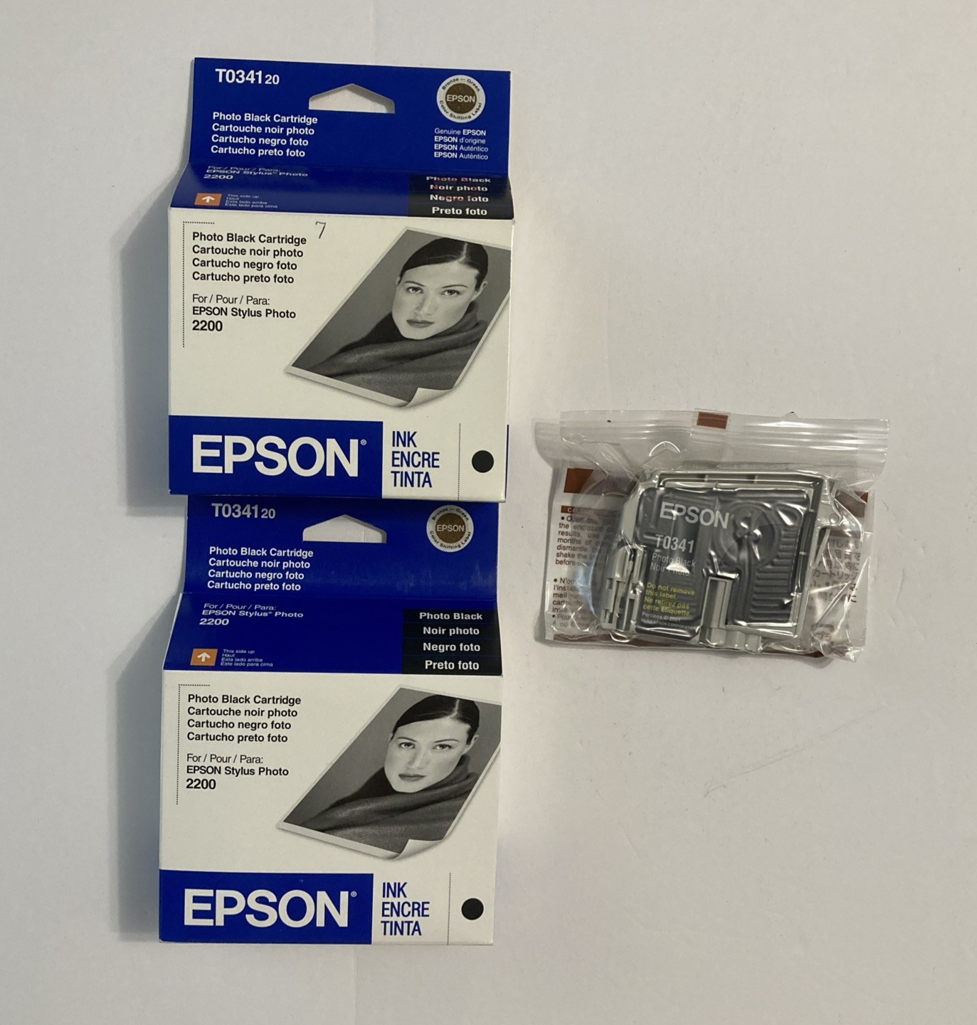 Lot x3- Epson Photo Black Ink Cartridge 34120 For Epson Stylus 2200 NOS Exp 2005