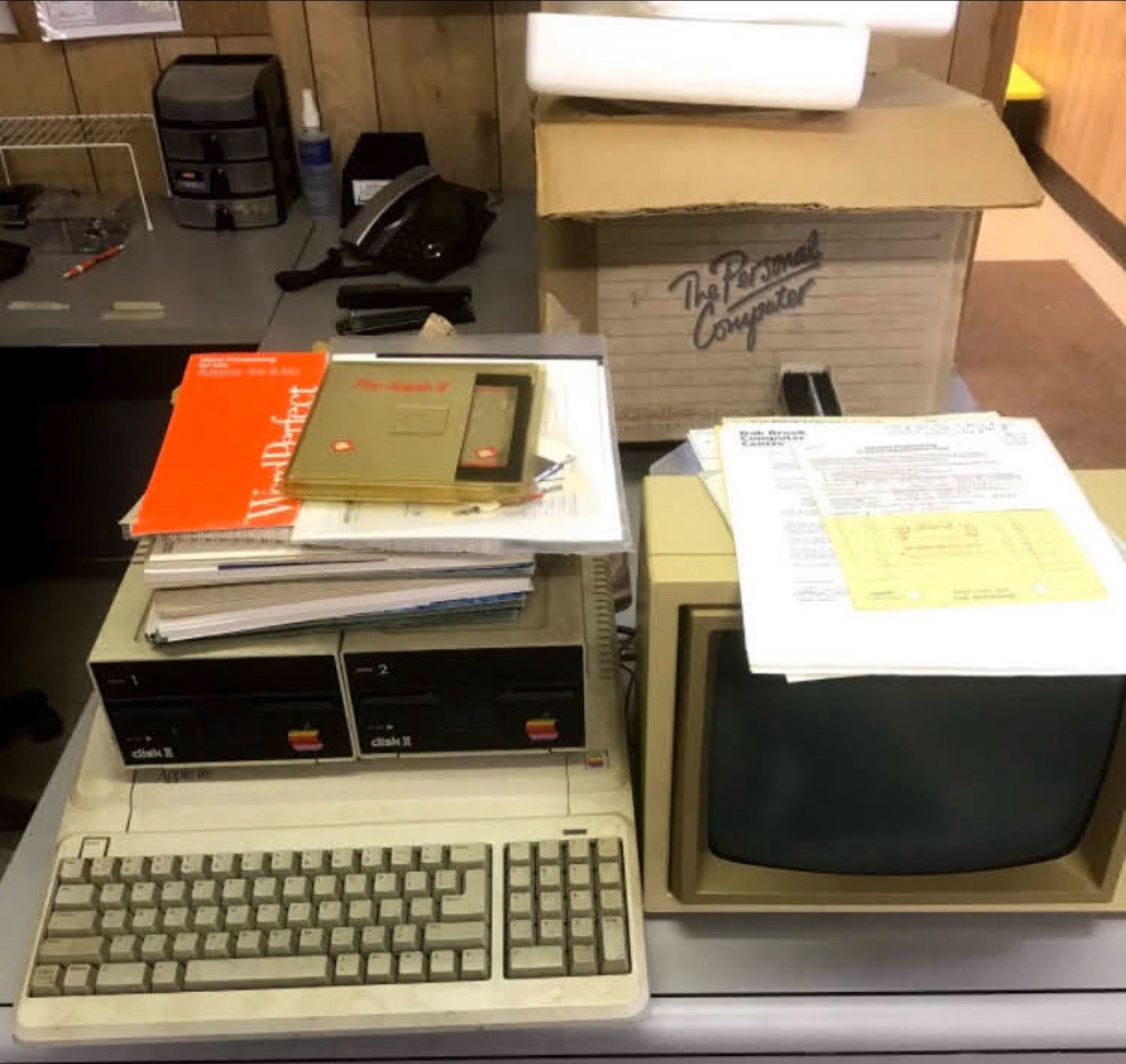 🖥️ Vintage Apple II Plus Computer Bundle — Monitor, Software, and Accessories —