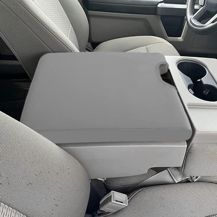 Center Console Armrest Cover for Ford F250 F350 F450 F550 2017-2025 Leather Gray