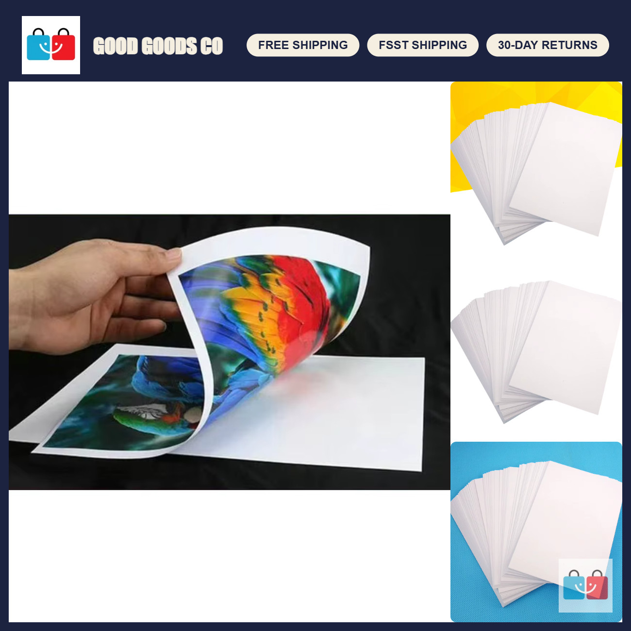 50 Pcs A4 High Glossy Double-Sided Photo Paper 120G for Printers - Ideal for Pho