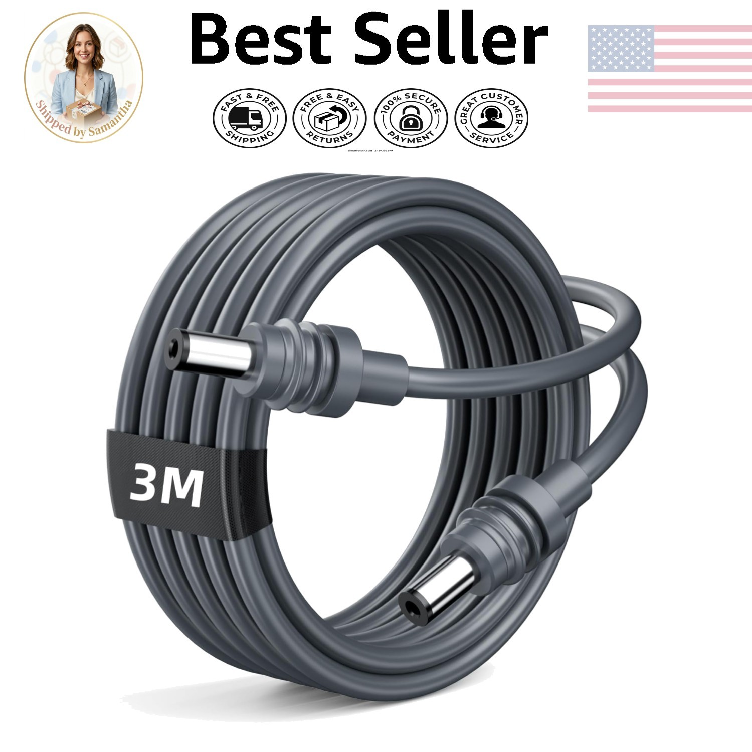 Waterproof 16AWG Starlink Mini DC Power Cable 10FT - Reliable Outdoor Solution