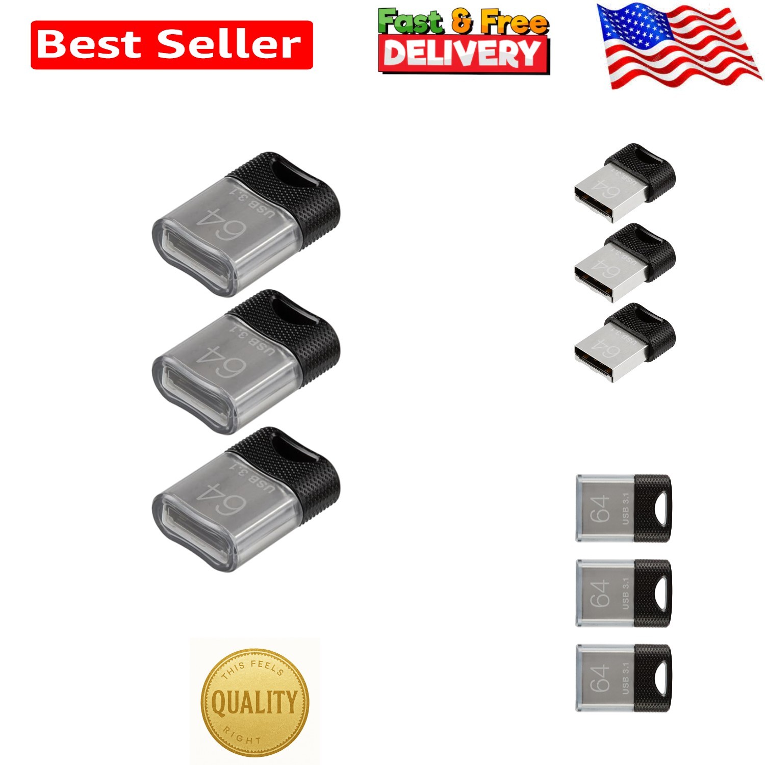 Ultra-Fast 64GB Elite-X USB 3.1 Drive, Up to 200MB/s & Plug-and-Stay Design