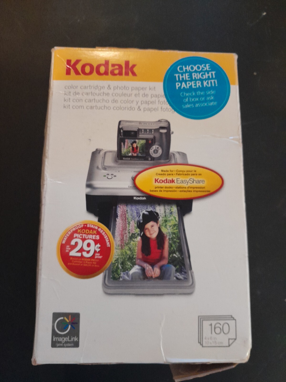 Kodak PH-160 Color Cartridge & Photo Paper Kit Cartridges & Paper Open Box