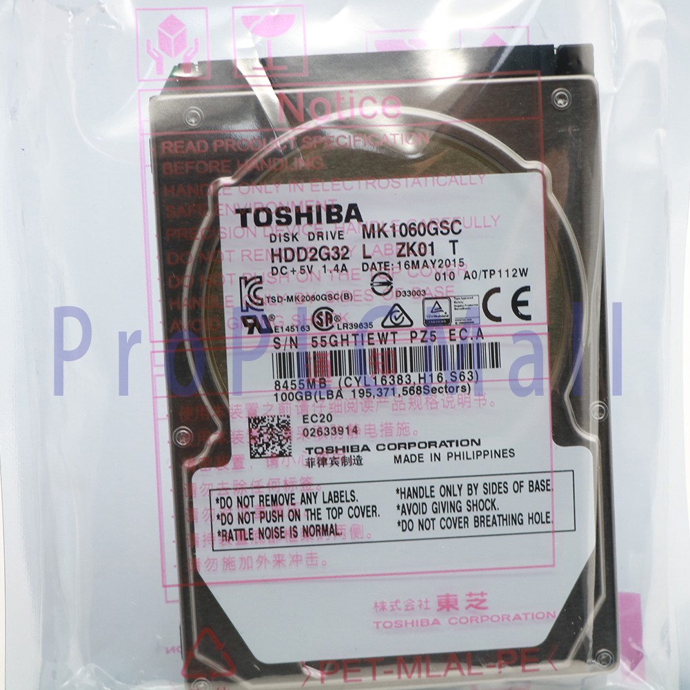 10pcs Toshiba MK1060GSC 100GB 4200RPM 2.5" Autonavigation/Industriecomputer HDD