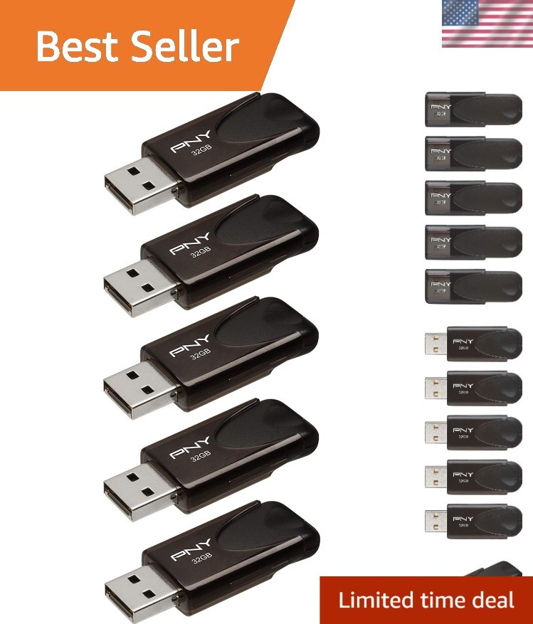 32GB Attaché 4 USB 2.0 Flash Drive 5-Pack: Lightweight & Durable Data Solution