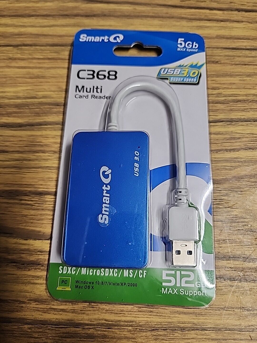 SmartQ C368BK USB 3.0 MULTI-CARD READER, Plug N Play, Apple/Windows Compatible