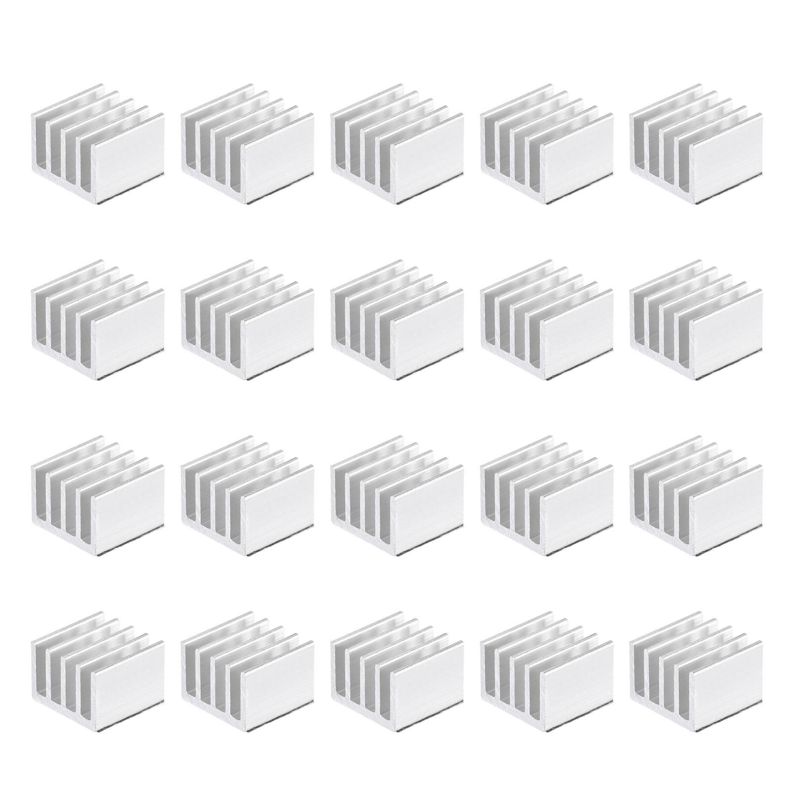 14x14x10mm Silver Tone Sticky Aluminum Heatsink Electronics Cooler 20 Pcs