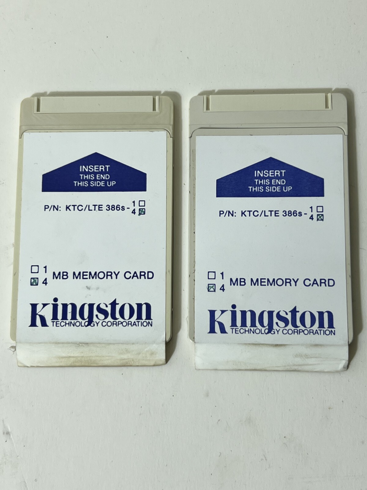 Lot of 2 KINGSTON KTC/LTE 386s 4 4MB CREDIT CARD MEMORY Card COMPAQ FLASH LTE 