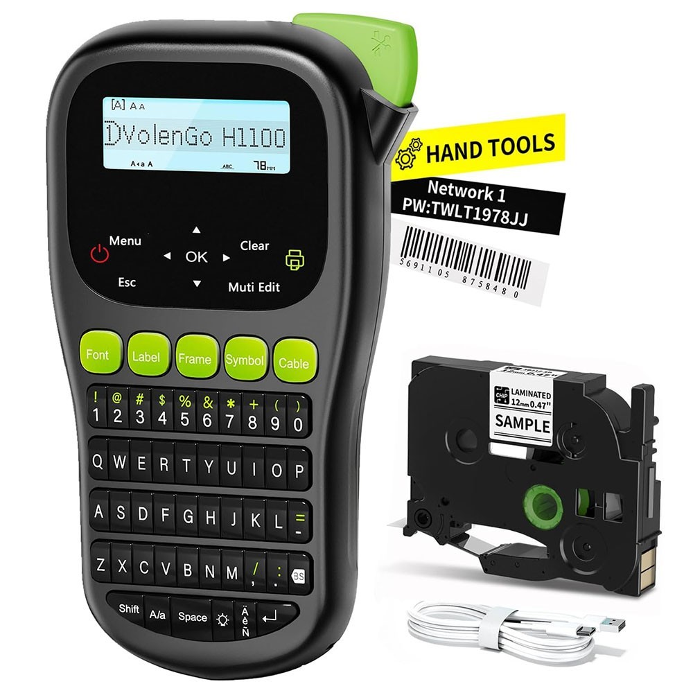 Phomemo H1100 Industrial Label Maker Handheld Labeler LCD Backlit with-Tape