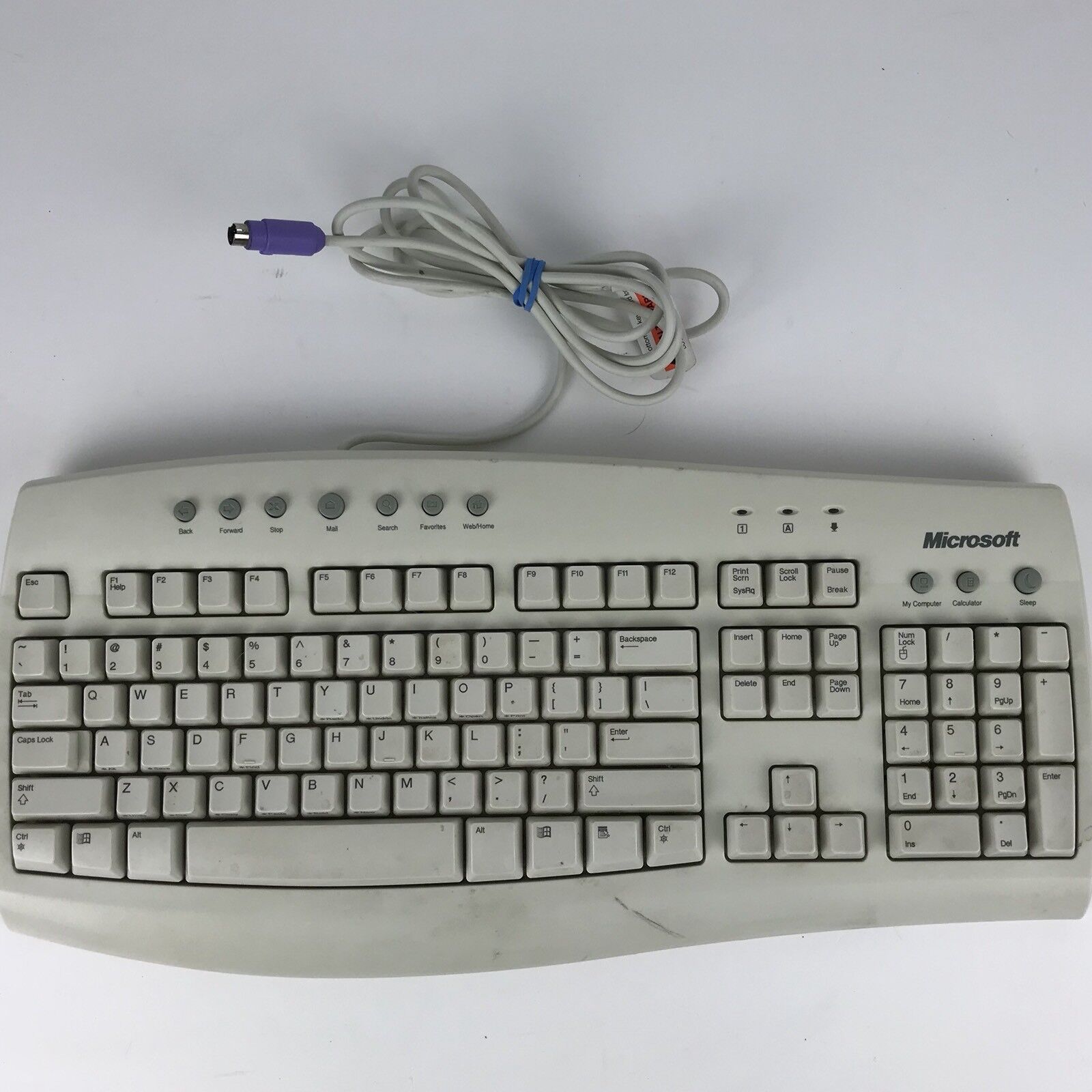 Genuine Microsoft Internet Home Office Keyboard Part X08-01157 RT9443 White PS/2