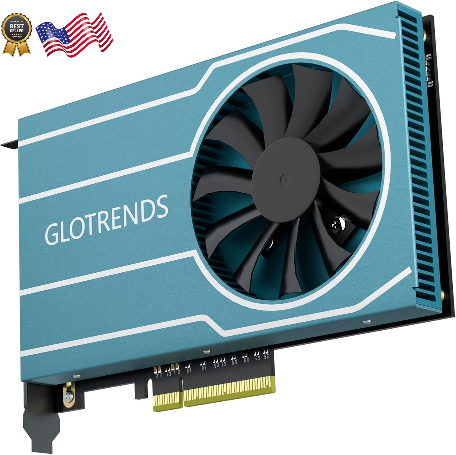 GLOTRENDS PA44 Quad M.2 NVMe to PCIe 4.0 X8 Adapter with PCIe Bifurcation