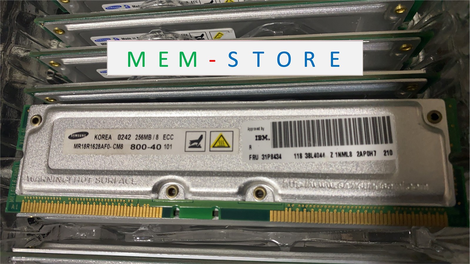 MR18R1628AF0-CM8 Samsung Rambus 256MB PC800 800MHz RDRAM RIMM RAM IBM 31P8434