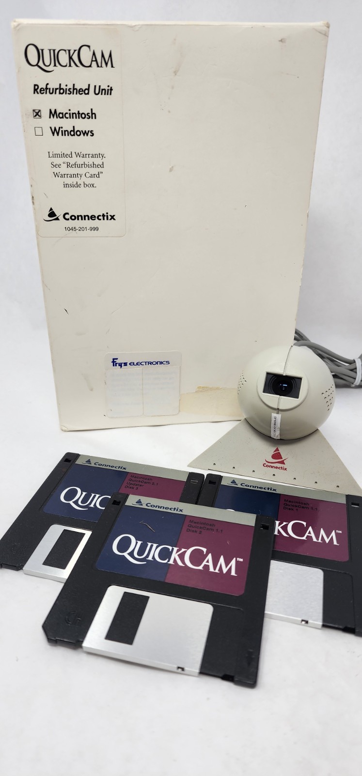 Vintage Connectix QuickCam Serial Webcam Complete With Software Disks Untested 