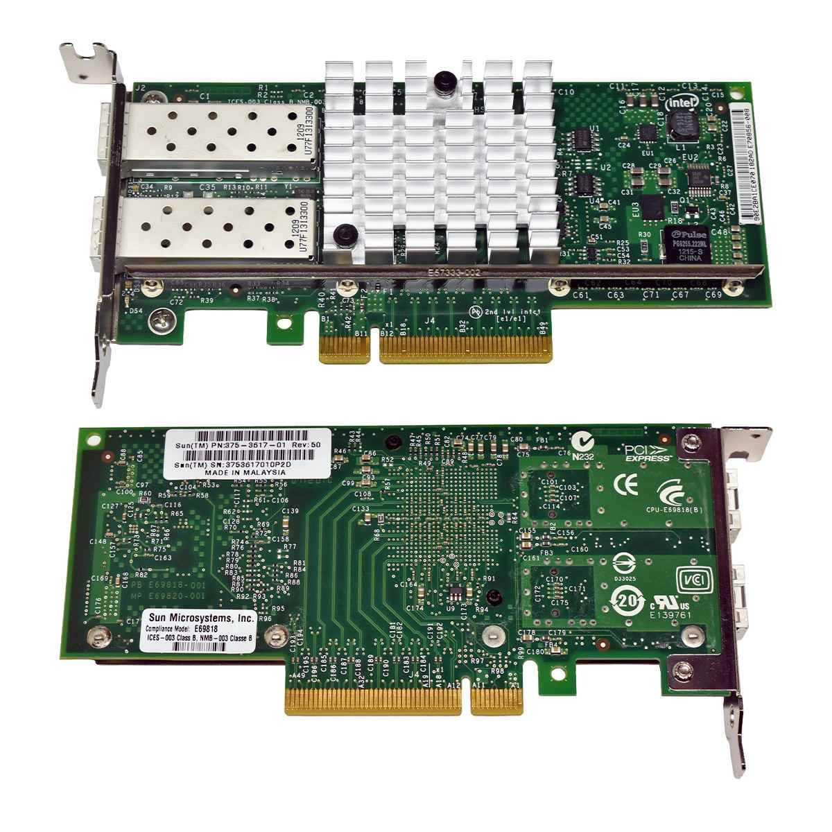 Sun 375-3617-01 Dual Port 10G SFP+ PCIe x8 Network Adapter LP