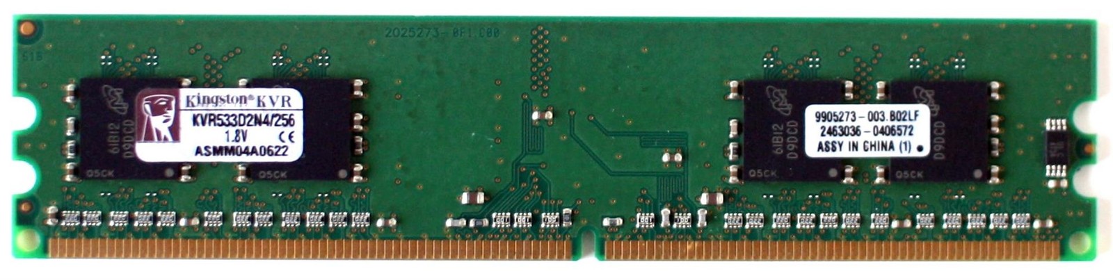 Memory 256mb 533mhz, kvr533d2n4/256 1.8v 9905273-003.b02lf