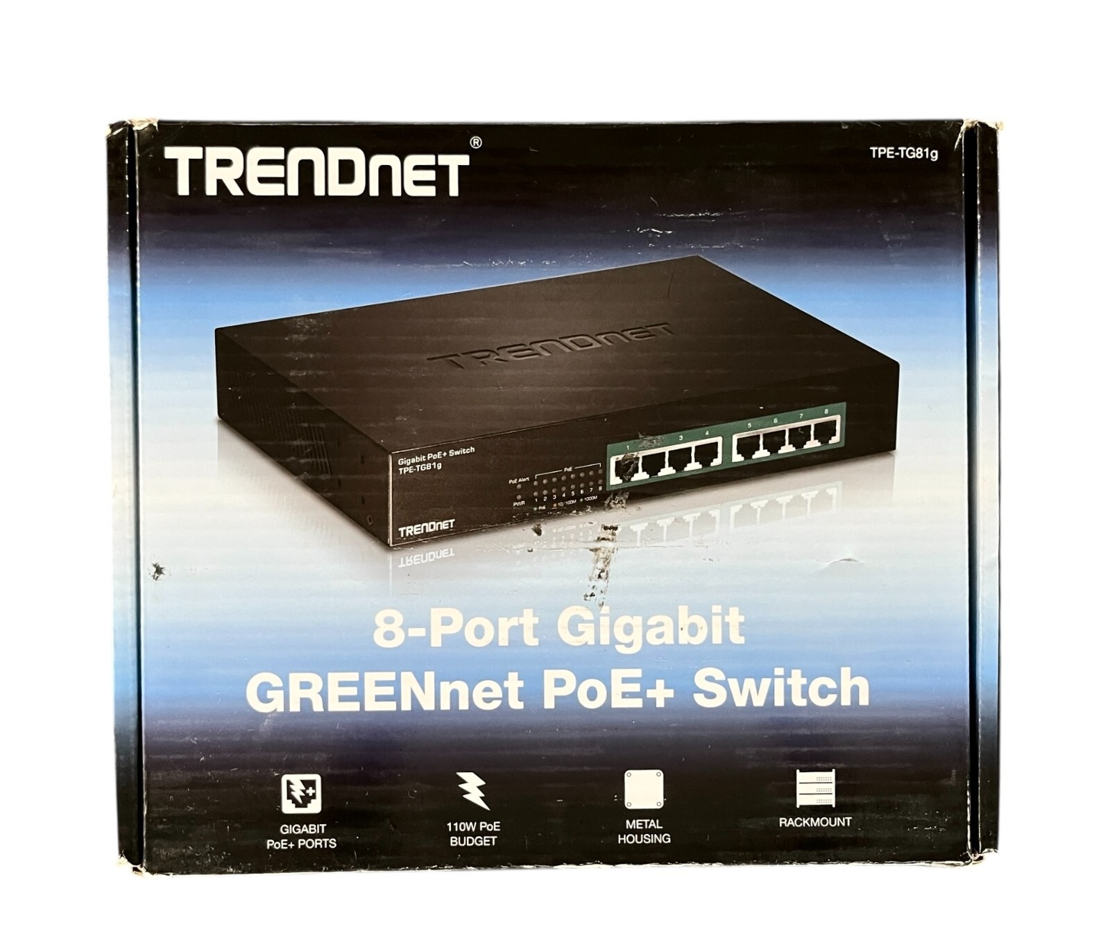 TRENDnet TPE-TG81g 8-Port Gigabit GREENnet PoE+ Switch Open Box