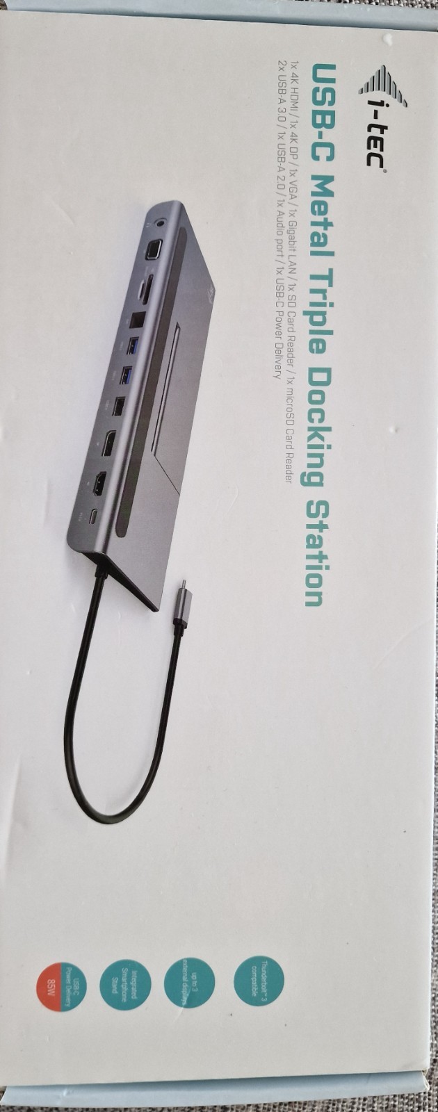 i-tec USB-C Metal Triple 4K Docking Station - BRAND NEW - Grey Colour