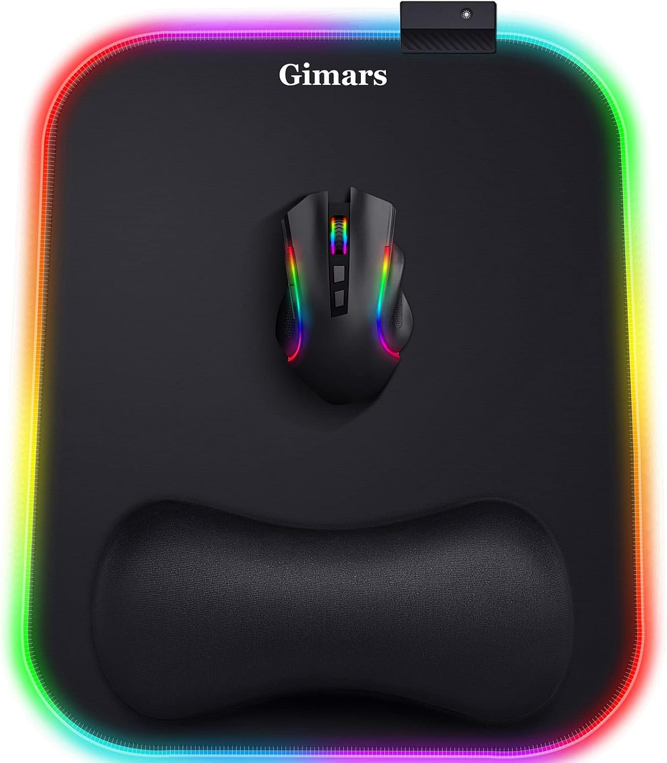 RGB Mouse Pad with Wrist Rest Support, 12 x 10 in Extra Large Ergonomic Gaming M
