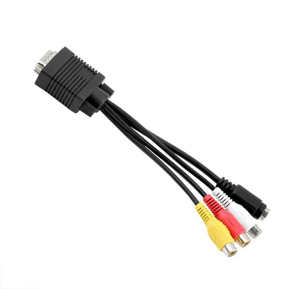 Black Reusable Vga to Av Audio Video Cable for Television Adapter
