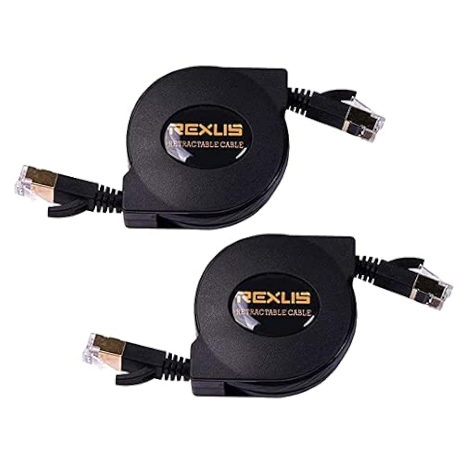 2-Pack Retractable Cat 7 Flat Ethernet Network Cable 4.9 Feet