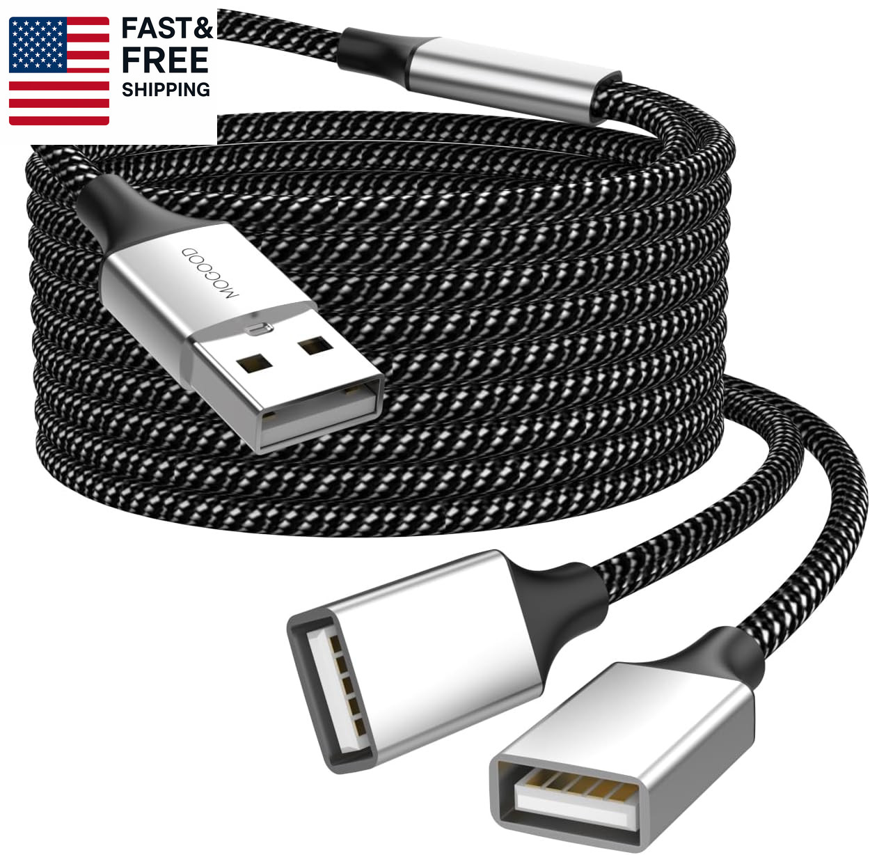 USB Extension Cable,Usb a Male to 2 Female Extension Cord Durable USB Splitter