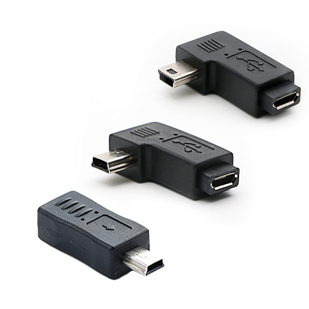 90 Degree Left & Right Angle Mini USB Male to Micro USB Female Connector Adapter