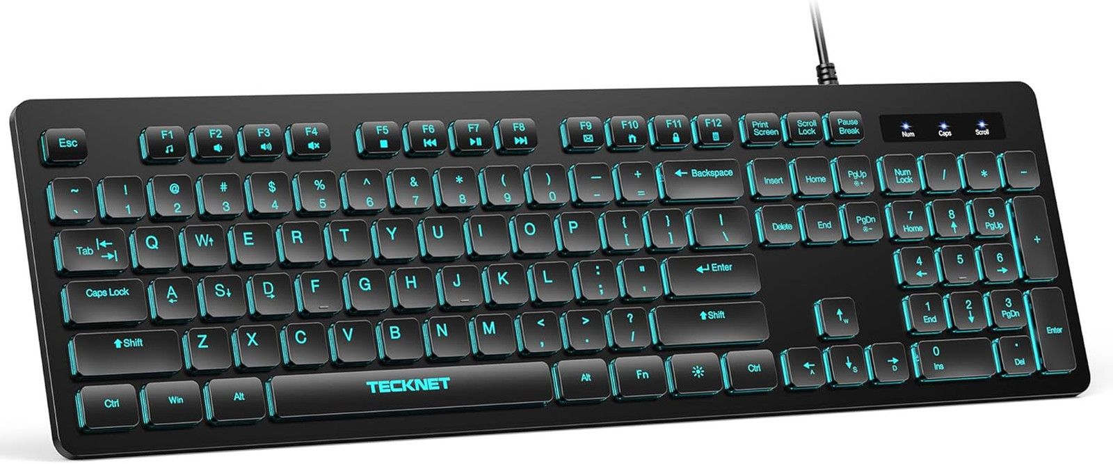 Wired Keyboard,Silent USB Keyboard for Office,Spill-Resistant,Slim Full-Size Mem