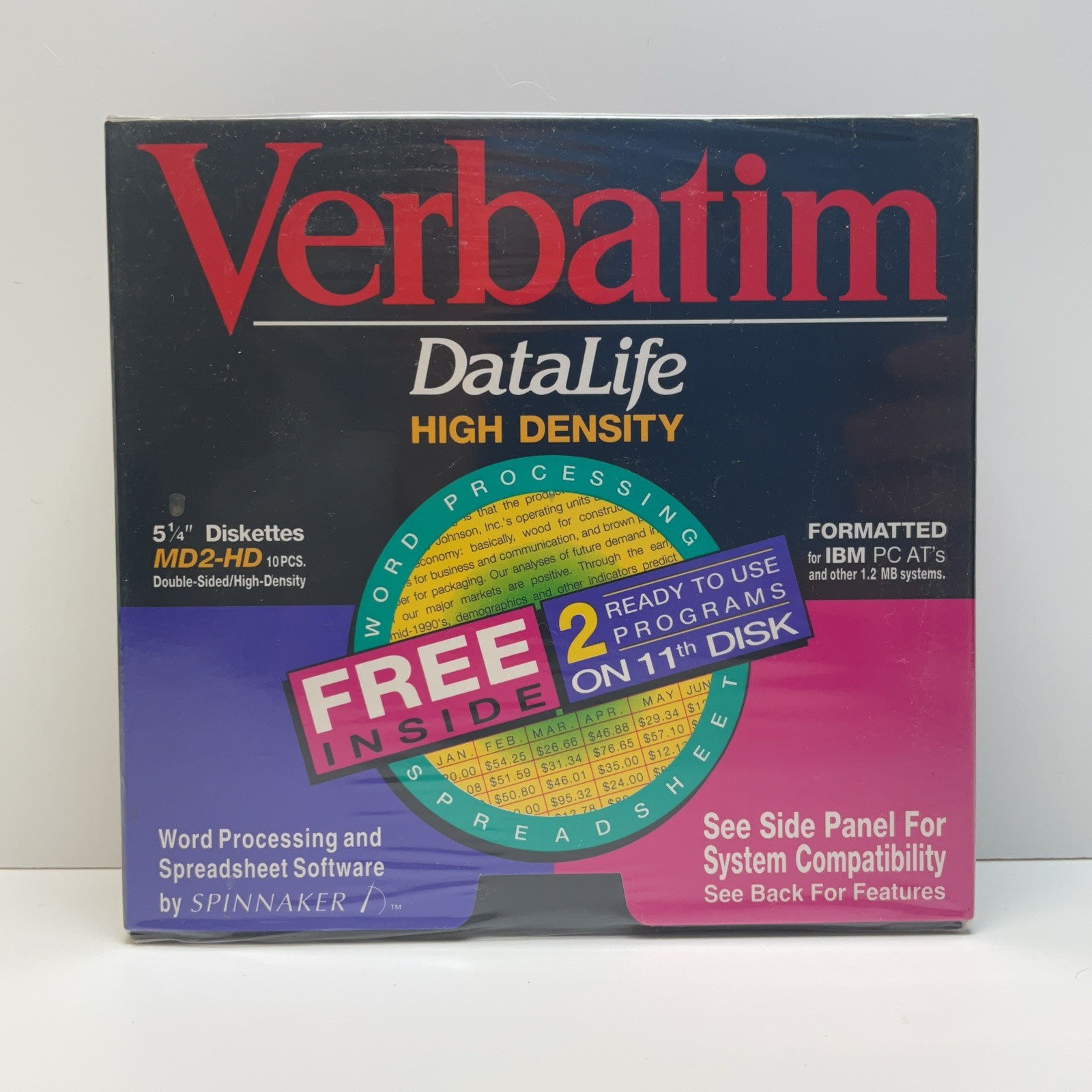 Vintage Verbatim DataLife High Density 5 1/4" Diskettes MD2-HD Factory Sealed