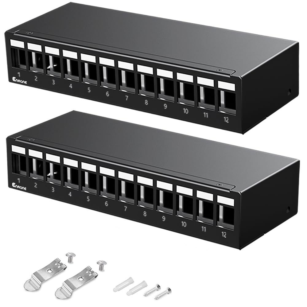 Patch Panel 12 Port Blank Keystone Patch Panel STP&UTP Compatible with LC/SC/...