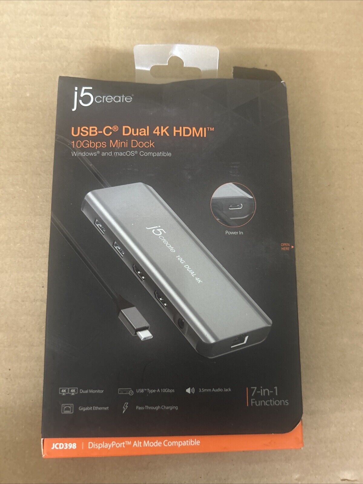 New j5create USB-C Dual 4K HDMI 10Gbps Mini Dock - 100W, JCD398