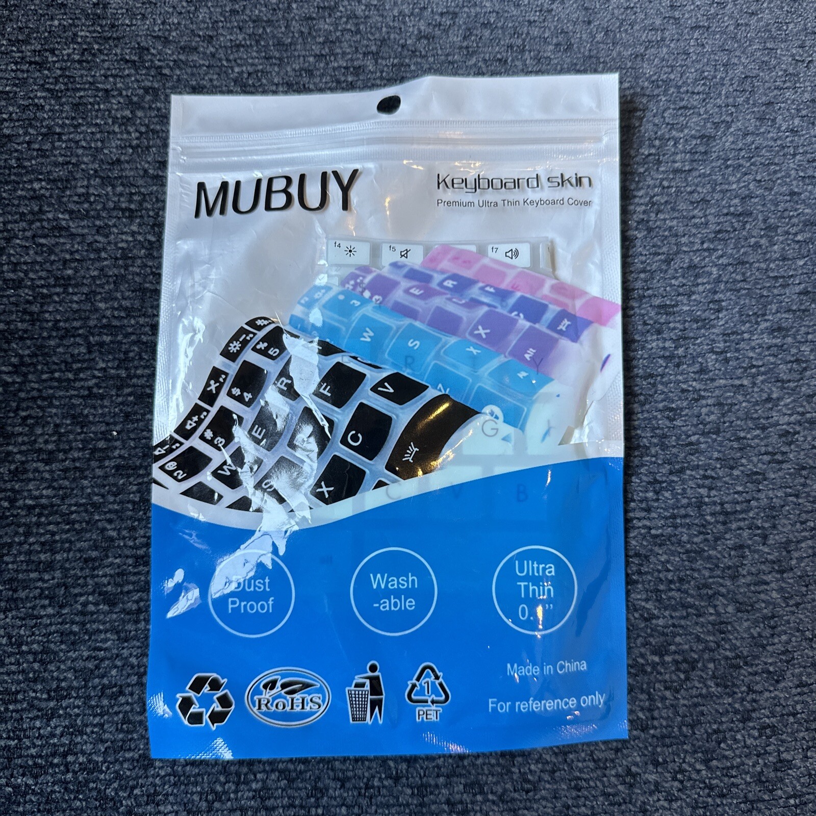 1 PK -MUBUY Ultra Thin Keyboard Skin - Universal Fit(teal/white)