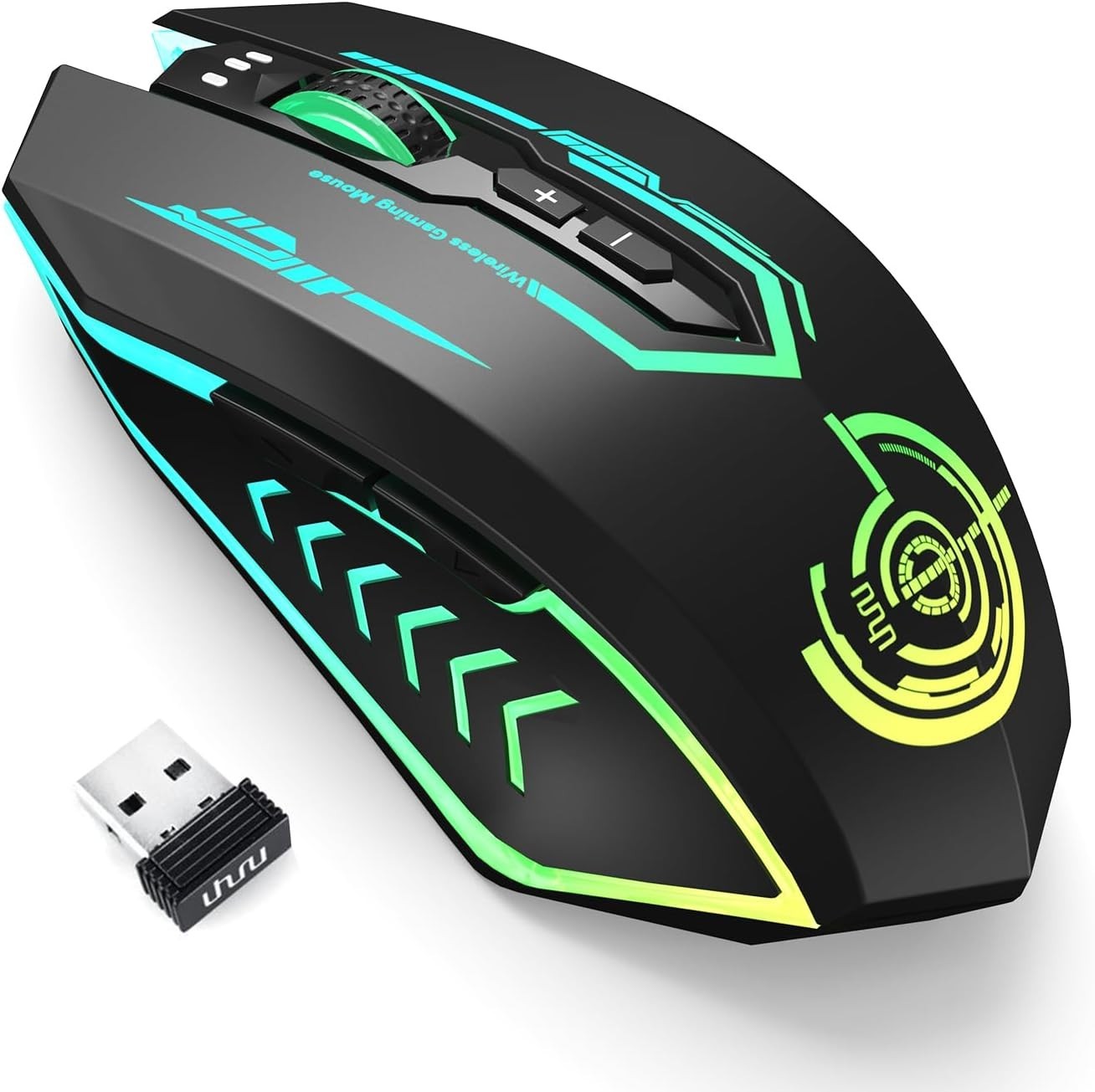 Uhru WM-02 Wireless Gaming Mouse 12000 DPI Rechargeable 7-Color LED Black